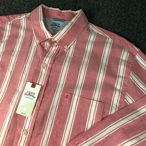 IZOD Saltwater Relaxed Classics Newport Oxford Shirt Men XL Red Button Down NEW